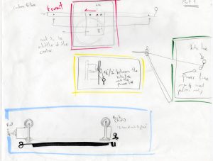 Journey Log Drawing, 11 x 14 inches Drawing and construction plans for a device for lifting a shelf with plants up the kite line.