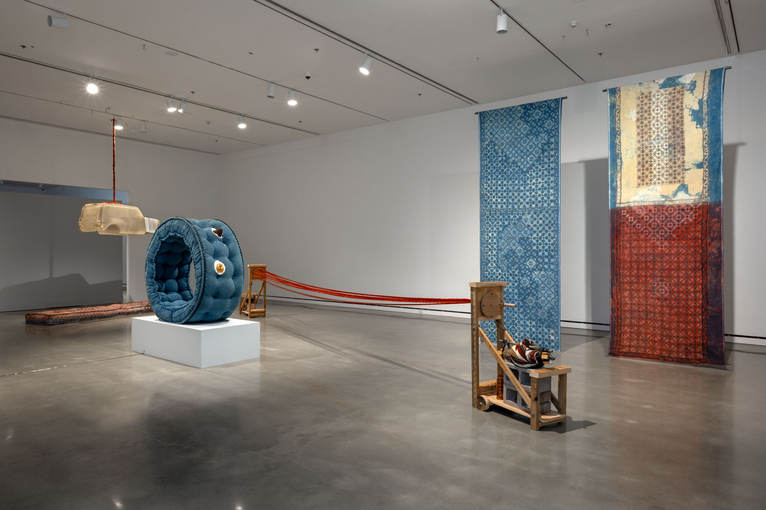 Installation view of multiple sculptural works